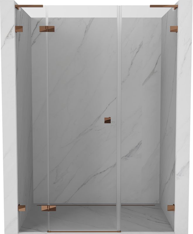 Drzwi prysznicowe uchylne Mexen Lunar L różowe złoto 140x200 cm 834SL-140-050-60-00-L 1 szt.
