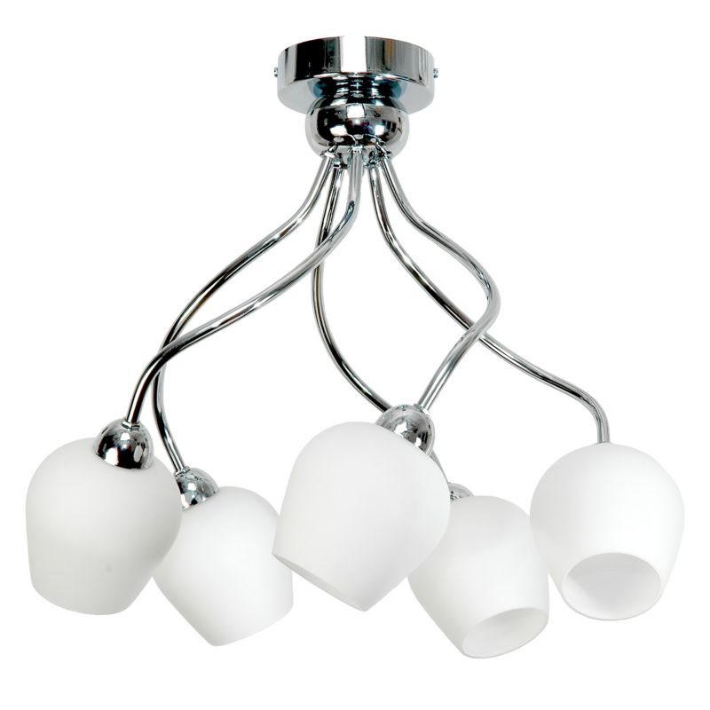 Lampa sufitowa EDYLIT glamour chrom białe klosze 5xE14 sufitowa MAXIMUS 7-170 1 szt.