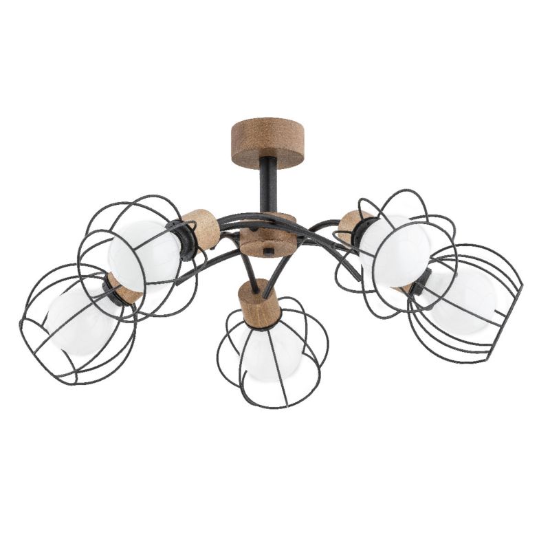 Lampa sufitowa Alfa PALOMA jasne drewno-czarna 5xE27x15W wym:31x75x75cm IP20 -1 szt.