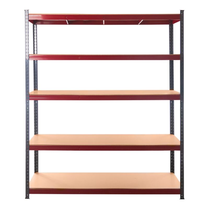 Regał Mega-M Basic Plus magazynowy metalowy warsztatowy 180x180x45 cm 5 półek grafitowy/czerwony 1szt.