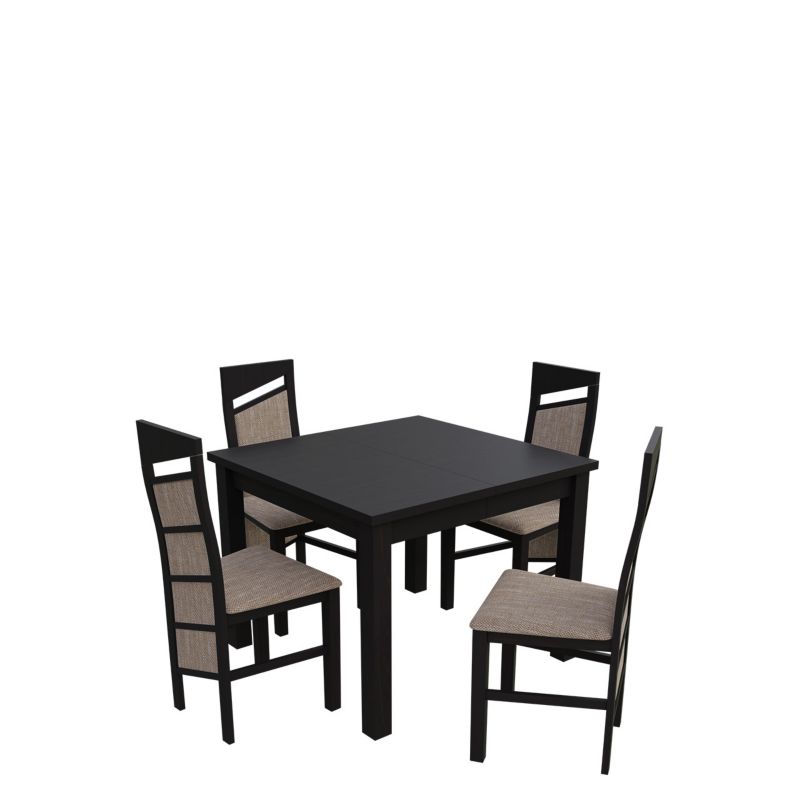 Zestaw RO33 MIRJAN 24 Stół rozkładany S28 90x90/240 + 4 krzesła K61 wenge + jasny brąz 1 kpl.