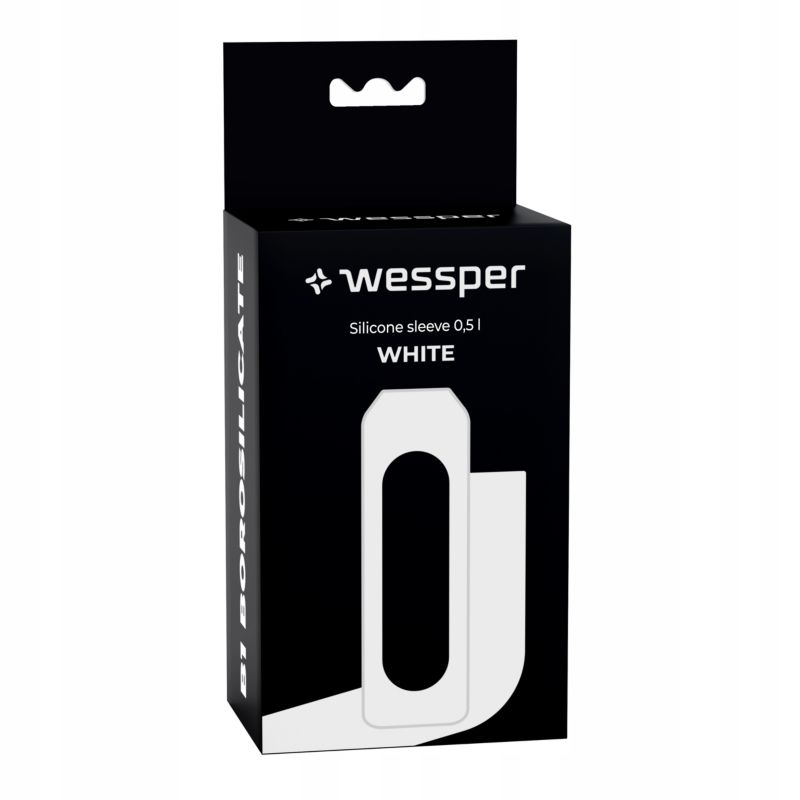 Etui silikonowe, Wessper, do butelki na wodę Wessper B1 BOROSILICATE 0,5L, ochronne, bez BPA, biały, 1szt