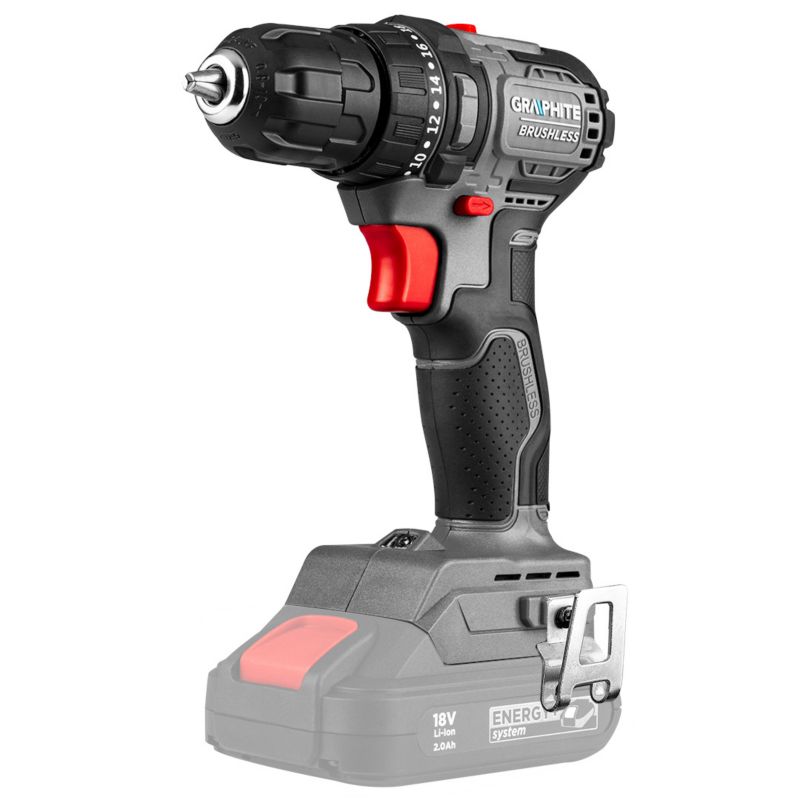 Wiertarko-wkrętarka akumulatorowa GRAPHITE bezszczotkowa 18V, uchwyt 10mm, compact, Energy+, bez akumulatora 1 szt