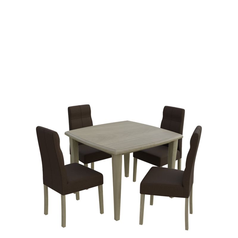 Zestaw RO34 MIRJAN 24 Stół rozkładany S30 100x100/250 + 4 krzesła K63 dąb sonoma + gorzka czekolada 1 kpl.