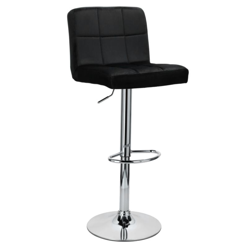 Hoker Obrotowy Stiv-Meble Krzesło Welurowe Tapicerowane Czarne 44X37X111 Cm 1Szt.