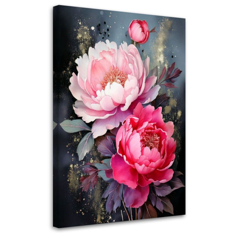 Obraz do salonu sypialni Feeby Piwonie Róż Jasny Glamour 80x120cm 1szt