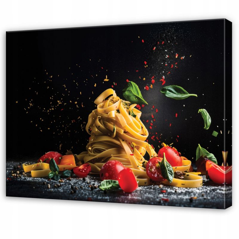 Obraz WALLARENA Do Sypialni Salonu Na Płótnie Jedzienie Restauracja Makaron Czarny 100x70 cm SPP16488O1 1 szt.
