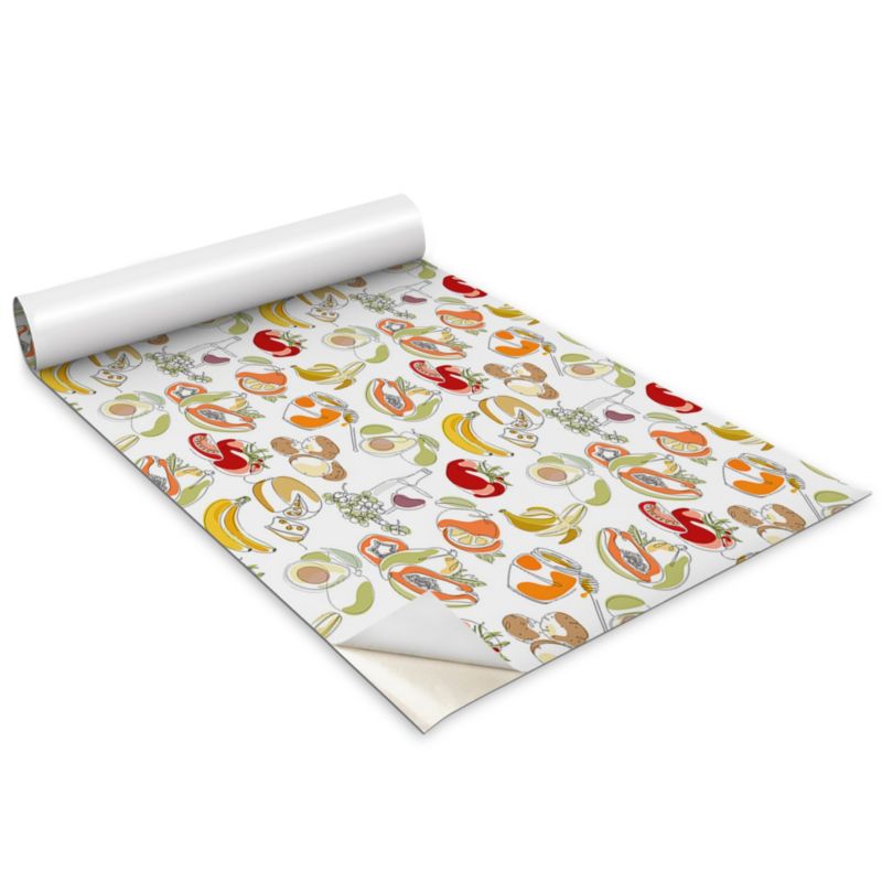 Folia Dekoracyjna Na Meble Wallfluent 100x50 cm Owoce i warzywa Odporna Folia Samoprzylepna Mat 1 rol.