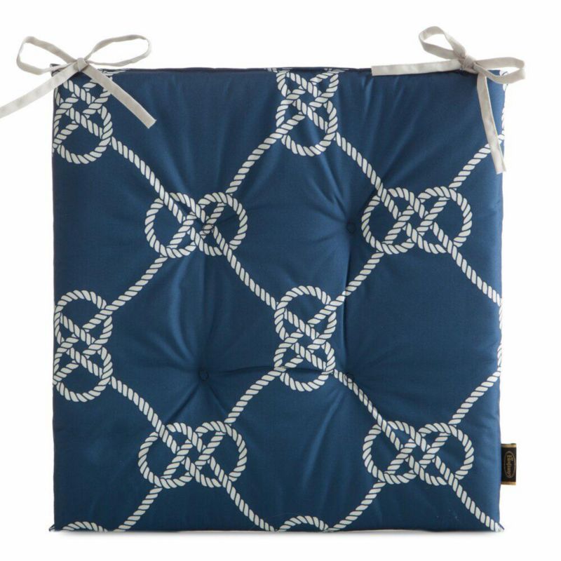 Poduszka na krzesło GARDEN 15A eurofirany 43 x 43 cm wodoodporna granatowo, biała w stylu marynistycznym 1 szt.