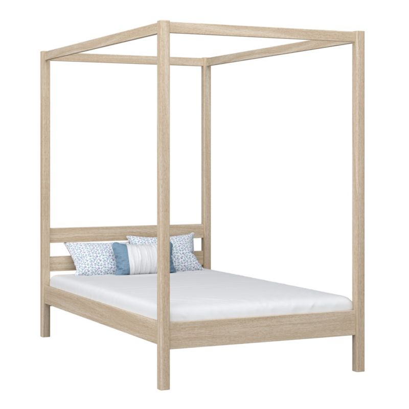 Dębowe łóżko N-WOOD pojedyncze z baldachimem N01 dąb bielony 80x200 1szt.
