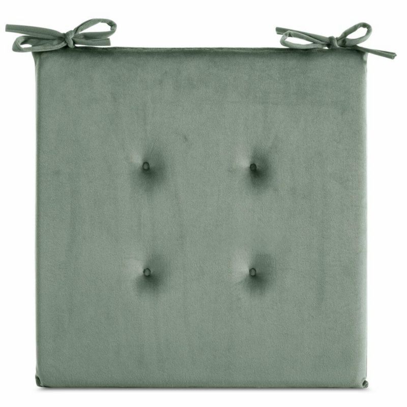 Poduszka na krzesło GAJA Eurofirany 40x40 cm jasnomiętowa welwetowa z ozdobnym pikowaniem 1 szt.