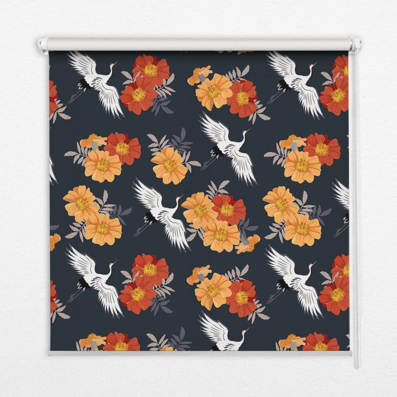Roleta Do Kuchni Tulup 120x140 cm Kwiaty I Żurawie Montaż do ściany/sufitu 1 szt.