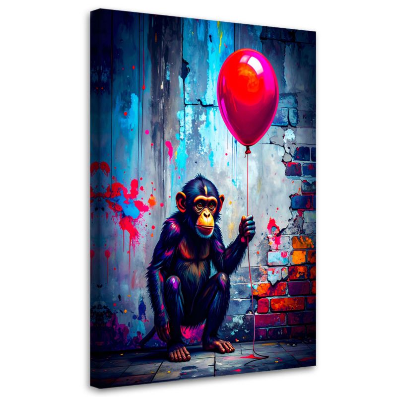 Obraz młodzieżowy Feeby Małpa z balonikiem Graffiti Street Art 60x90cm 1szt