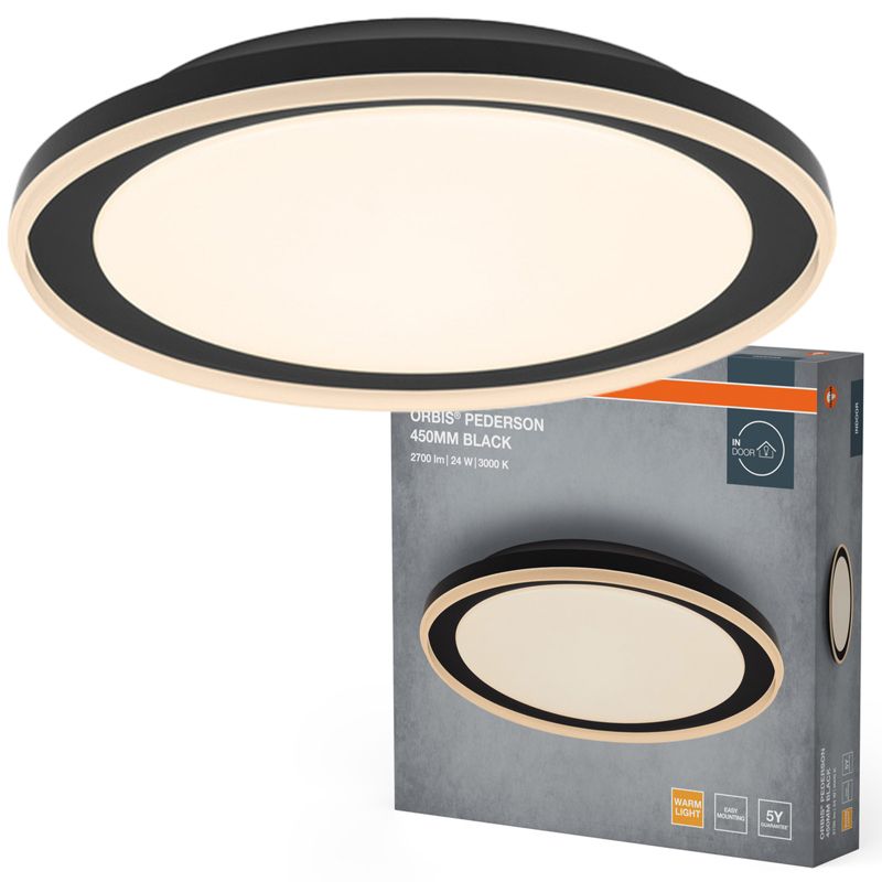 Plafon Osram Orbis Lampa Sufitowa Plafon LED 24W 1450lm 3000K Okrągły Czarny 1 szt.
