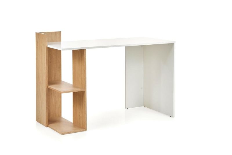 Biurko Garos INTESI biurko białe/brązowe skandynawskie z półkami 122 cm do pracy i nauki 1 szt.
