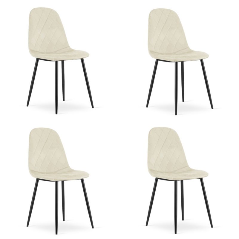 Krzesło EDANTI, beż aksamit nowoczesny design 4 szt.