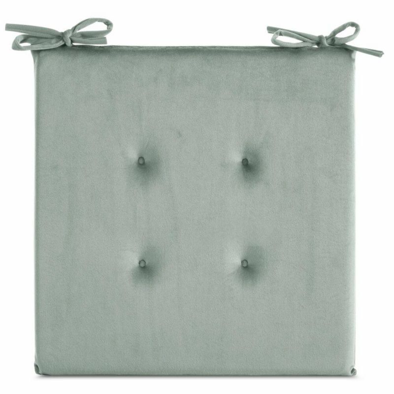 Poduszka na krzesło GAJA Eurofirany 40x40 cm szałwiowa welwetowa z ozdobnym pikowaniem 1 szt.