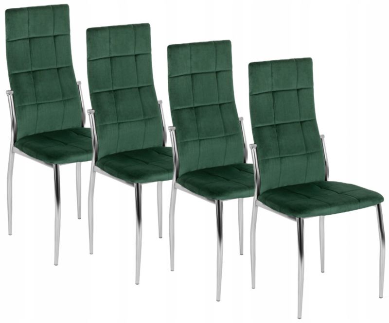 Zestaw 4x Mebel Elite Krzesło MOLLY Do Jadalni Zielone Welur Chrom 1 kpl