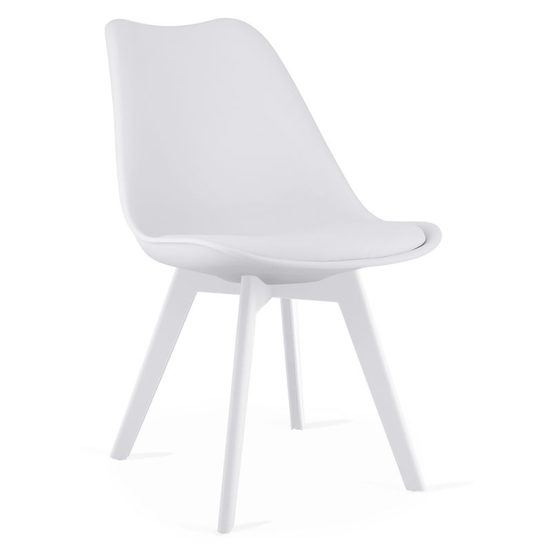 Krzesło EDANTI, nowoczesny design - białe, nogi białe 3 szt.