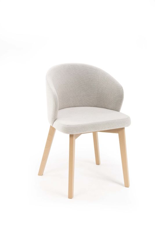 Krzesło tapicerowane Chairline FLAVIO 5 szare tkanina Curio 84 nogi dąb artisan 1 szt.