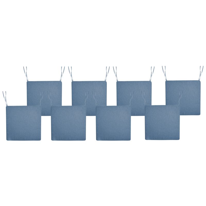 Zestaw 8 poduszek na krzesło ogrodowe Sassari premium 46 x 46 cm Niebieski 1 kpl