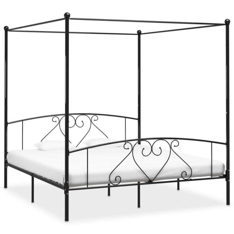 Łóżko z baldachimem VidaXL metalowe czarne 209 x 207,5 x 198 cm 1 szt.