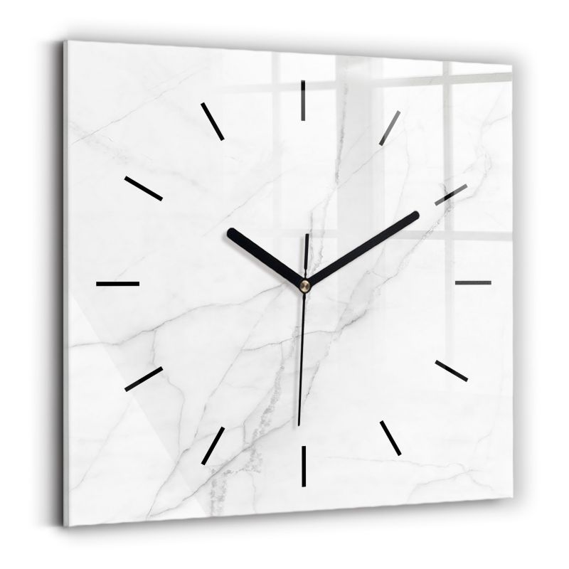 Zegar szklany czarne wskazówki Wallfluent 30x30 cm Dekoracyjny marmur 1 szt.