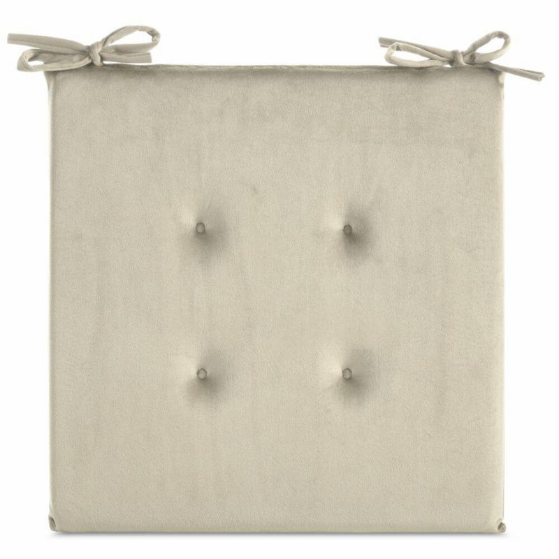 Poduszka na krzesło GAJA Eurofirany 40x40 cm jasnobeżowa welwetowa z ozdobnym pikowaniem 1 szt.