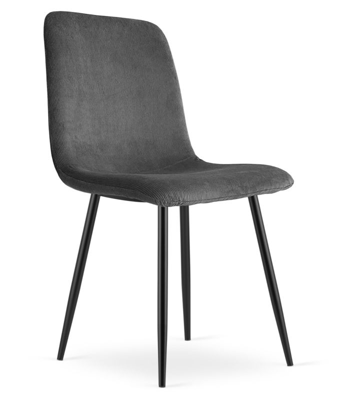 Krzesło EDANTI, nowoczesny design szary sztruks, nogi kolor czarny 3 szt.