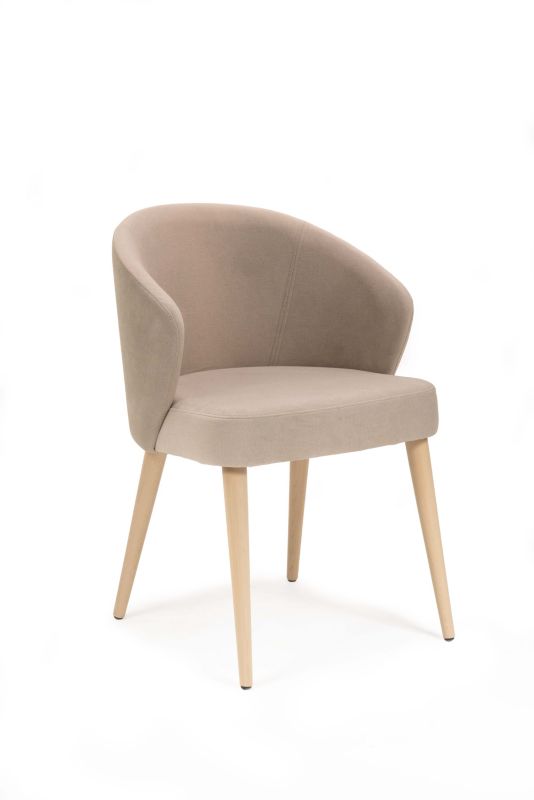 Krzesło tapicerowane Chairline MIREK 5 beżowe tkanina Portland Taupe nogi drewniane toczone dąb artisan 1 szt.