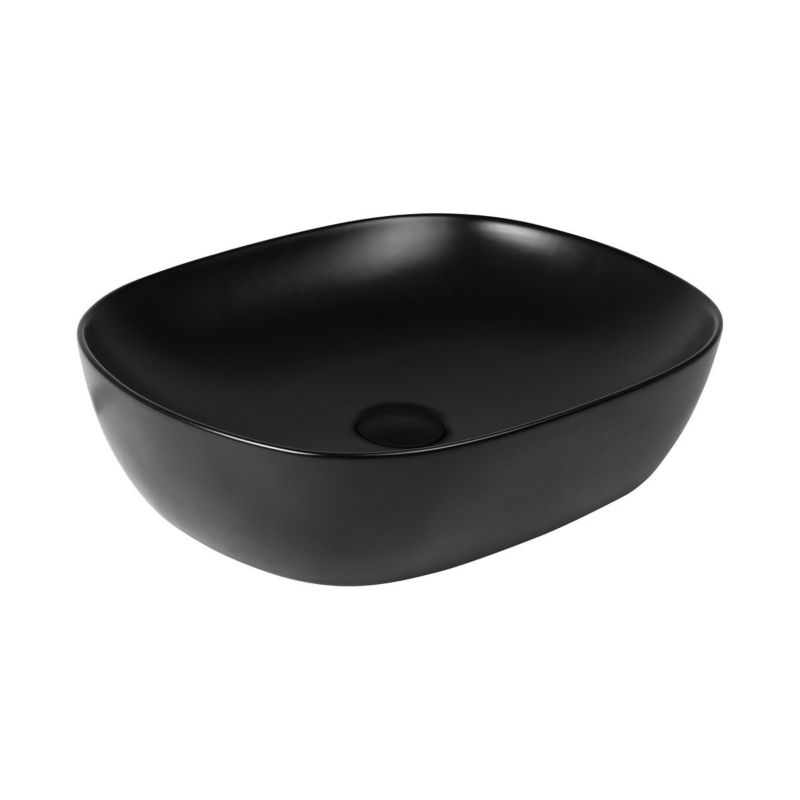 Umywalka ceramiczna Oltens Hamnes, czarna, nablatowa, owalna, 49x39,5 cm, 1 szt.