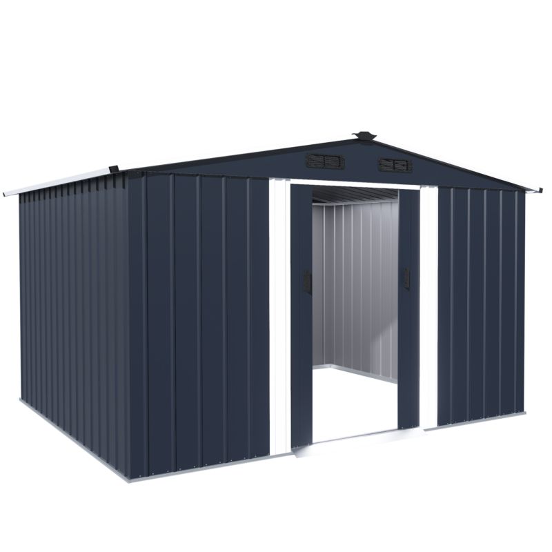 Domek narzędziowy FUNFIT GARDEN schowek ogrodowy metalowy 246x300x202 cm szary 1szt.