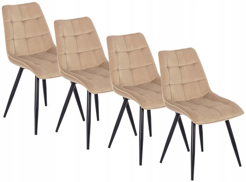 Zestaw 4x Mebel Elite Krzesło Rio Tapicerowane Welurowe Do Salonu Beżowe 1 kpl