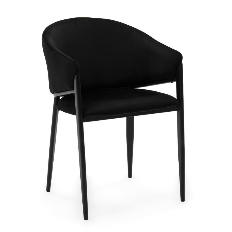 Krzesło tapicerowane New Home GLAMOUR czarne welurowe z podłokietnikami 1 szt.
