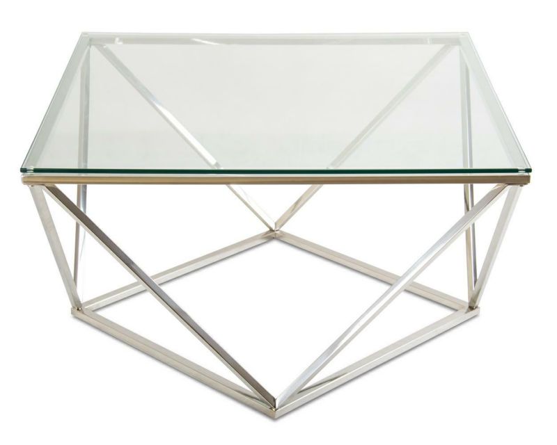 Stolik kawowy Diamanta Silver HowHomely 80x80 cm szklany 1 szt.