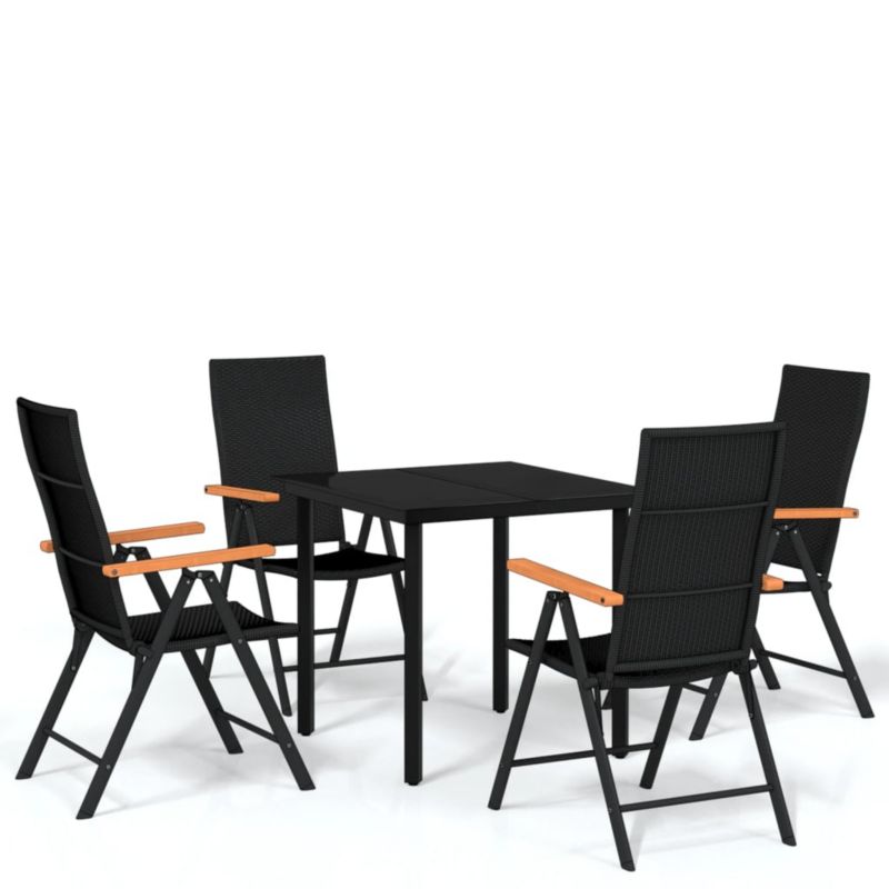 Zestaw mebli ogrodowych jadalniany WaszeMeble 4-osobowy polirattan czarny WM-3099114 1 kpl