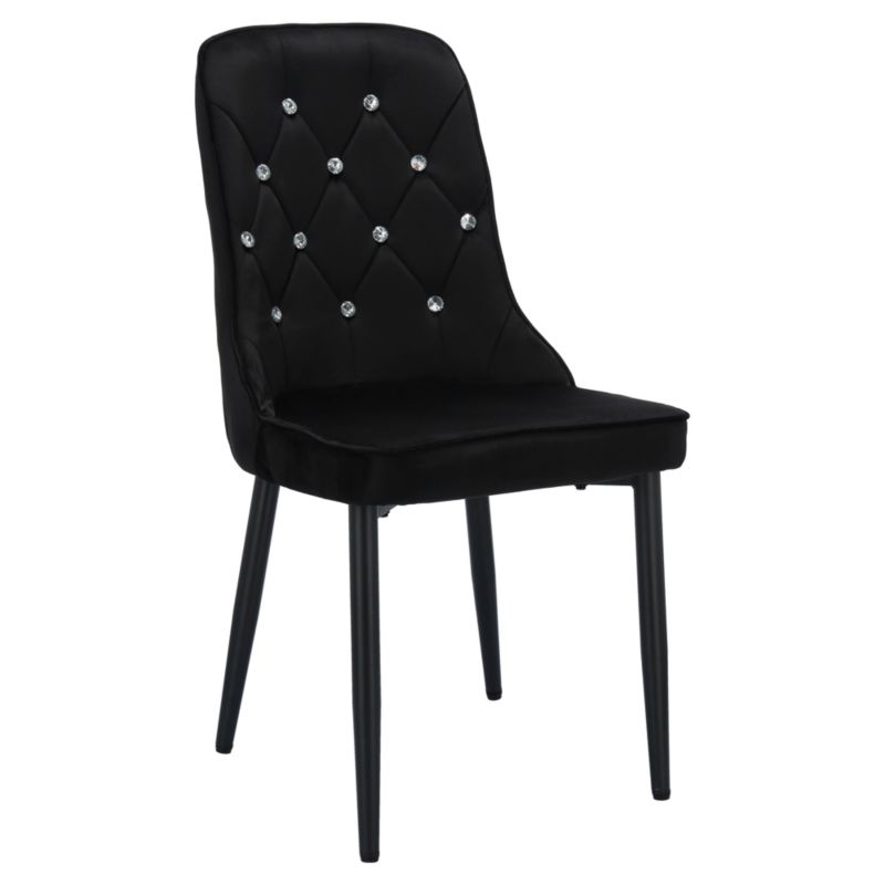 Krzesło Tapicerowane Stiv-Meble Welurowe Nowoczesne Glamour Czarne 46X57X88 Cm 1Szt.