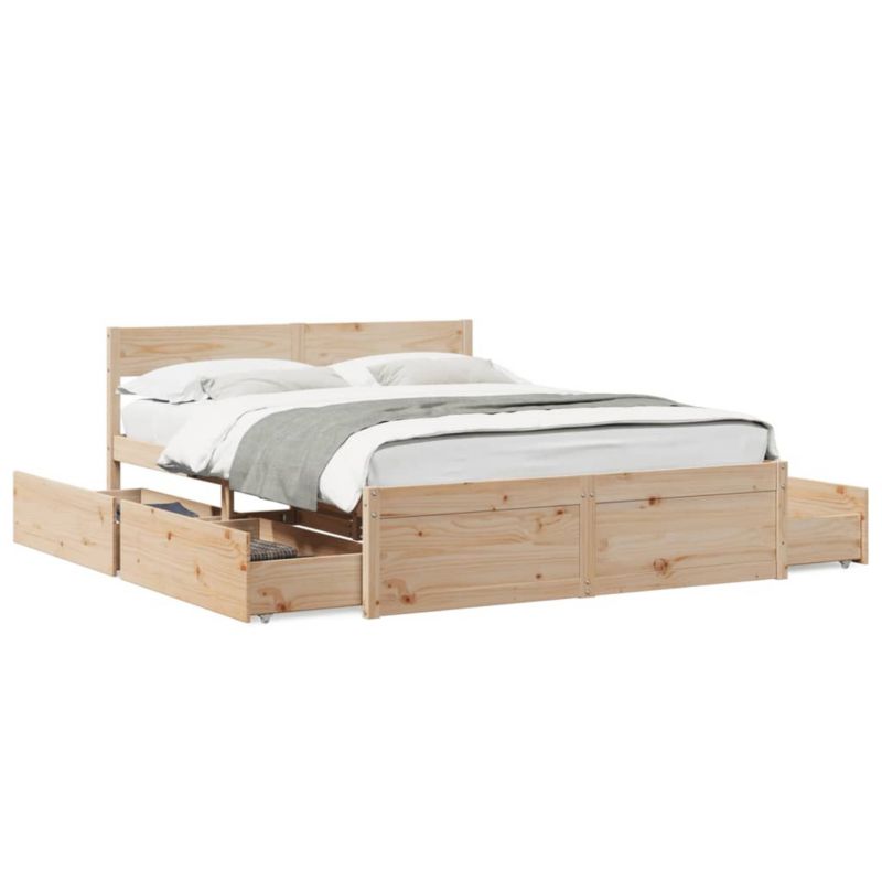 Łóżko drewniane WaszeMeble 160x200 cm brązowe WM-3282342 1 szt.