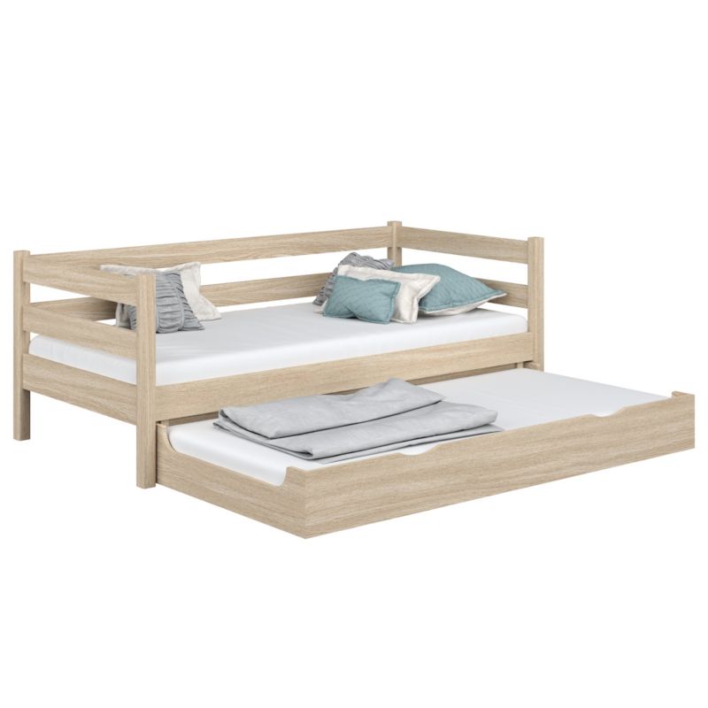Dębowe łóżko N-WOOD sofa z szufladą na materac N01 dąb bielony 90x200 1szt.