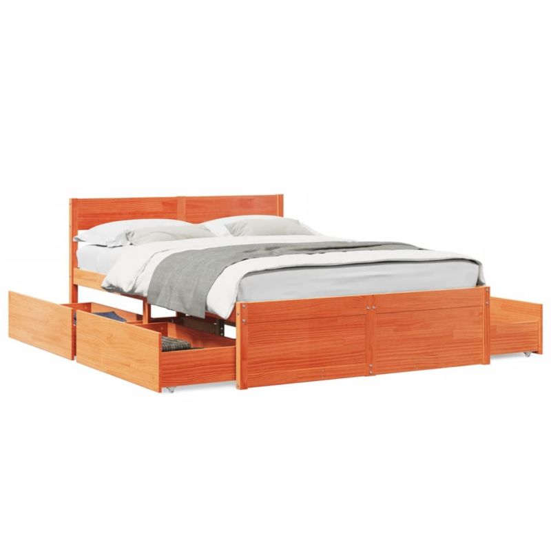 Łóżko drewniane WaszeMeble 140x190 cm brąz WM-3282356 1 szt.