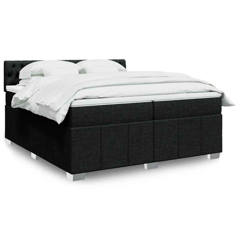Łóżko z materacem WaszeMeble 200x200 cm Czarny tkanina WM-3287184 1 szt.