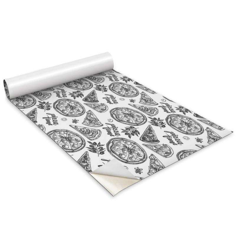 Okleina Meblowa Do Sypialni I Garderoby Wallfluent 100x50 cm Czarno białe motywy pizzy Okleina Na Biurko I Regał 1 rol.