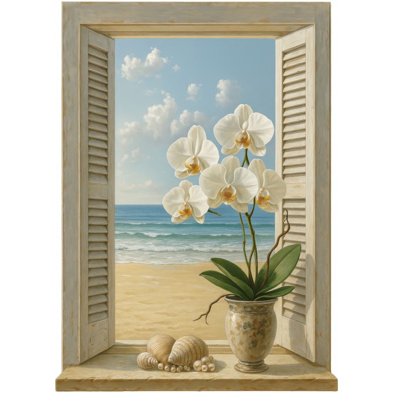 Naklejka ścienna 3D Dziura Wallfluent Morskie okno 94x130 cm Matowa Nad łóżko kanapę 1 rol.