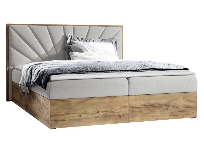 Łóżko kontynentalne MIRJAN 24 Wood 7 200x200 dąb lancelo/srebrny 1 szt.