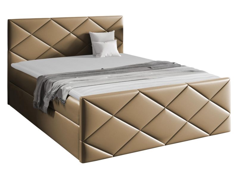 Łóżko kontynentalne MIRJAN 24 Herkules 140x200 ekoskóra cappuccino 1 szt.