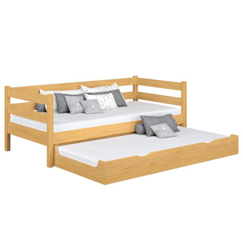 Drewniane łóżko N-WOOD sofa z szufladą na materac N01 sosna naturalna 100x200 1szt.