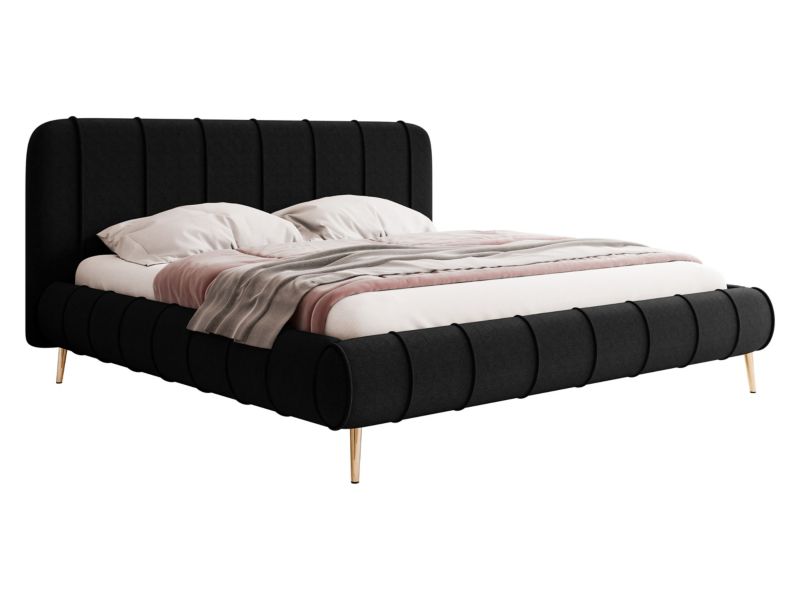 Łóżko tapicerowane MIRJAN 24 Slim XI 180x200 czarny + złote nogi 1 szt.