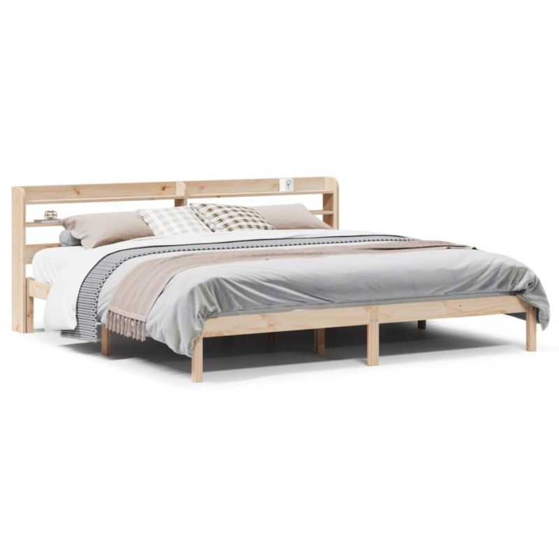 Łóżko drewniane WaszeMeble 200x200 cm brązowe WM-3306549 1 szt.