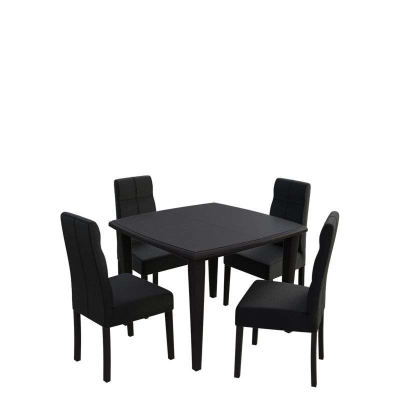 Zestaw RO34 MIRJAN 24 Stół rozkładany S30 100x100/250 + 4 krzesła K63 wenge + czarna ekoskóra 1 kpl.