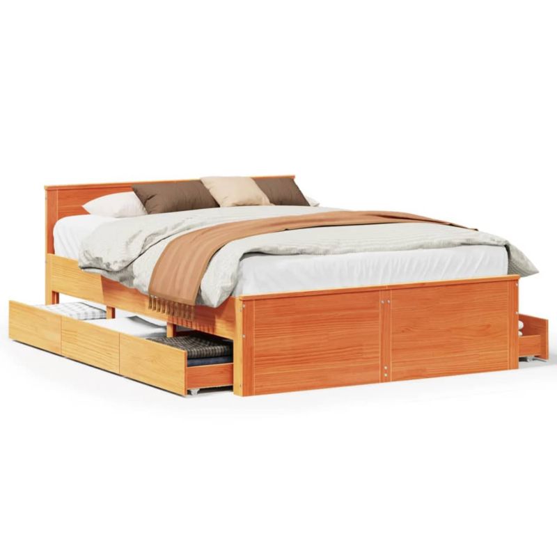 Łóżko drewniane WaszeMeble 140x190 cm brązowe WM-3308779 1 szt.